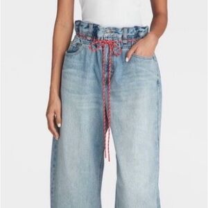 KBB BY KAHLANA Women's Light Blue Jeans with Red Drawstring- BNWT size 12